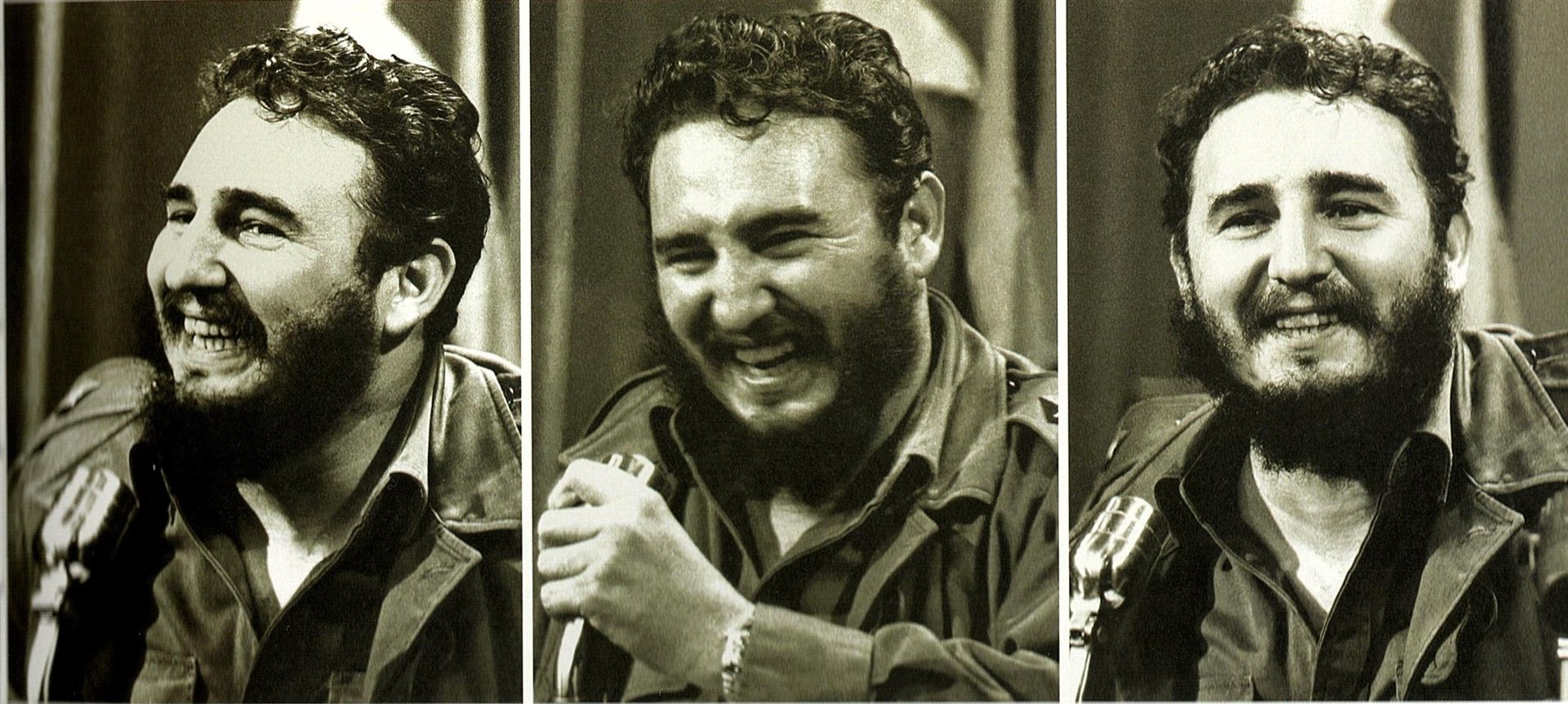 Fidel Castro sonriendo — tres tomas